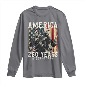 George Washington Abe Lincoln Playing Guitar Long Sleeve Shirt USA 250th Anniversary Guitarist Graphic TS12 Charcoal Print Your Wear