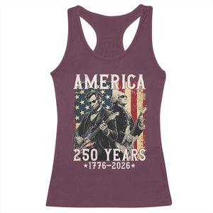 George Washington Abe Lincoln Playing Guitar Racerback Tank Top USA 250th Anniversary Guitarist Graphic