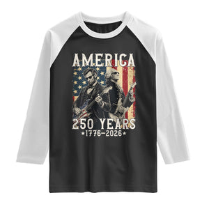 George Washington Abe Lincoln Playing Guitar Raglan Shirt USA 250th Anniversary Guitarist Graphic TS12 Black White Print Your Wear