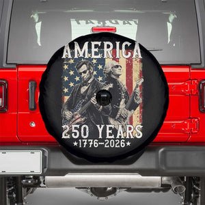 George Washington Abe Lincoln Playing Guitar Spare Tire Cover USA 250th Anniversary Guitarist Graphic TS12 Black Print Your Wear