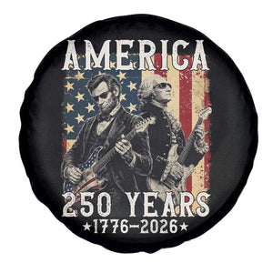 George Washington Abe Lincoln Playing Guitar Spare Tire Cover USA 250th Anniversary Guitarist Graphic TS12 Print Your Wear