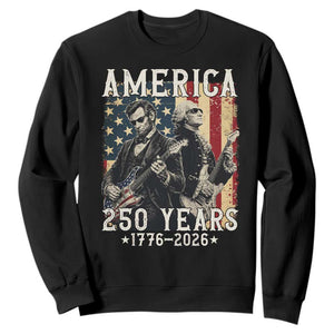 George Washington Abe Lincoln Playing Guitar Sweatshirt USA 250th Anniversary Guitarist Graphic TS12 Black Print Your Wear