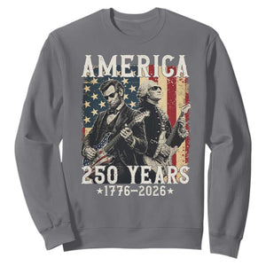 George Washington Abe Lincoln Playing Guitar Sweatshirt USA 250th Anniversary Guitarist Graphic TS12 Charcoal Print Your Wear