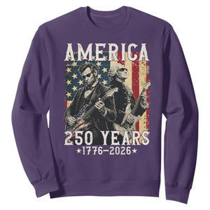 George Washington Abe Lincoln Playing Guitar Sweatshirt USA 250th Anniversary Guitarist Graphic TS12 Purple Print Your Wear