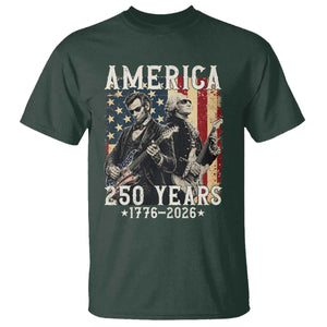 George Washington Abe Lincoln Playing Guitar T Shirt USA 250th Anniversary Guitarist Graphic