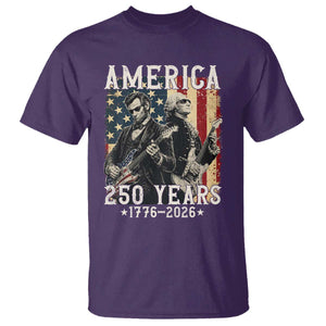 George Washington Abe Lincoln Playing Guitar T Shirt USA 250th Anniversary Guitarist Graphic