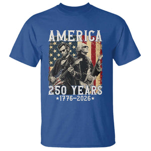 George Washington Abe Lincoln Playing Guitar T Shirt USA 250th Anniversary Guitarist Graphic