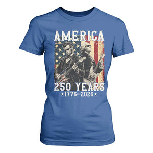 George Washington Abe Lincoln Playing Guitar T Shirt For Women USA 250th Anniversary Guitarist Graphic TS12 Royal Blue Print Your Wear