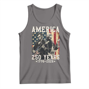 George Washington Abe Lincoln Playing Guitar Tank Top USA 250th Anniversary Guitarist Graphic TS12 Deep Heather Print Your Wear