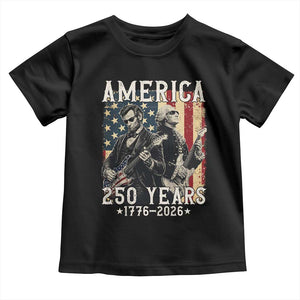 George Washington Abe Lincoln Playing Guitar Toddler T Shirt USA 250th Anniversary Guitarist Graphic TS12 Black Print Your Wear