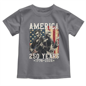 George Washington Abe Lincoln Playing Guitar Toddler T Shirt USA 250th Anniversary Guitarist Graphic TS12 Charcoal Print Your Wear