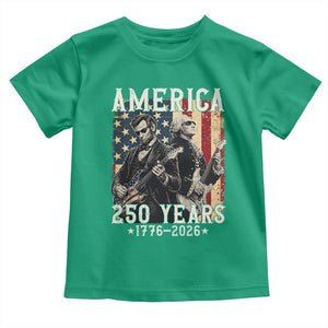 George Washington Abe Lincoln Playing Guitar Toddler T Shirt USA 250th Anniversary Guitarist Graphic TS12 Irish Green Print Your Wear