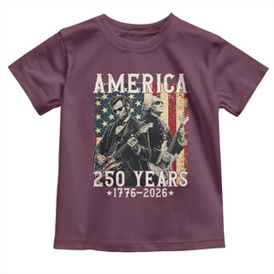 George Washington Abe Lincoln Playing Guitar Toddler T Shirt USA 250th Anniversary Guitarist Graphic TS12 Maroon Print Your Wear