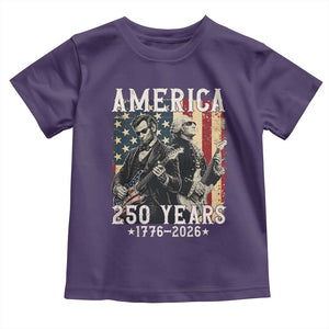 George Washington Abe Lincoln Playing Guitar Toddler T Shirt USA 250th Anniversary Guitarist Graphic TS12 Purple Print Your Wear