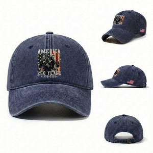 George Washington Abe Lincoln Playing Guitar Washed Cotton Baseball Cap USA 250th Anniversary Guitarist Graphic TS12 Washed Cap Universal Fit Navy Print Your Wear