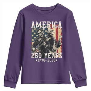 George Washington Abe Lincoln Playing Guitar Youth Sweatshirt USA 250th Anniversary Guitarist Graphic TS12 Purple Print Your Wear