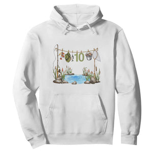 10th Birthday Fishing Hoodie Fisherman Birthday Party Gift TS12 White Print Your Wear