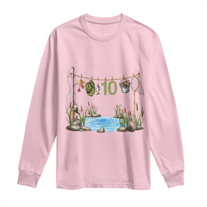 10th Birthday Fishing Long Sleeve Shirt Fisherman Birthday Party Gift TS12 Light Pink Print Your Wear