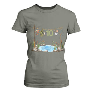 10th Birthday Fishing T Shirt For Women Fisherman Birthday Party Gift TS12 Military Green Print Your Wear