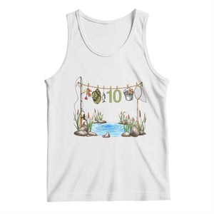 10th Birthday Fishing Tank Top Fisherman Birthday Party Gift TS12 White Print Your Wear