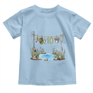 10th Birthday Fishing Toddler T Shirt Fisherman Birthday Party Gift TS12 Light Blue Print Your Wear