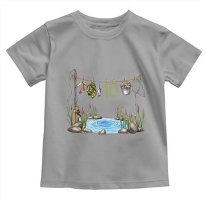10th Birthday Fishing Toddler T Shirt Fisherman Birthday Party Gift TS12 Sport Gray Print Your Wear