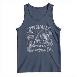 O'Fishally 10 Years Old Tank Top Funny Fisherman Birthday Graphic TS12 Navy Print Your Wear