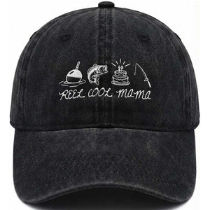 Reel Cool Mama Washed Cotton Baseball Cap Funny Fishing Mom Birthday Gift TS12 Print Your Wear