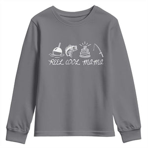 Reel Cool Mama Youth Sweatshirt Funny Fishing Mom Birthday Gift TS12 Charcoal Print Your Wear