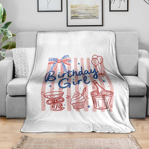 Patriotic Birthday Girl Throw Blanket Red White And Blue Party Graphic TS12 Print Your Wear