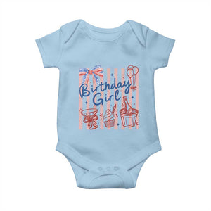 Patriotic Birthday Girl Baby Onesie Red White And Blue Party Graphic TS12 Light Blue Print Your Wear