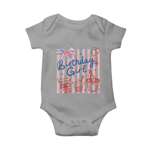 Patriotic Birthday Girl Baby Onesie Red White And Blue Party Graphic TS12 Sport Gray Print Your Wear