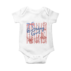 Patriotic Birthday Girl Baby Onesie Red White And Blue Party Graphic TS12 White Print Your Wear