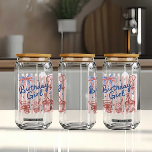 Patriotic Birthday Girl Glass Can Red White And Blue Party Graphic TS12 Print Your Wear