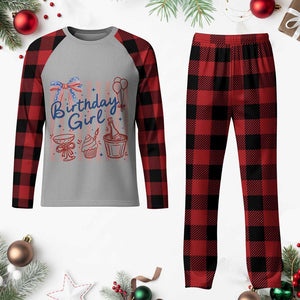 Patriotic Birthday Girl Plaid Pajama Set Red White And Blue Party Graphic TS12 Buffalo Plaid Print Your Wear