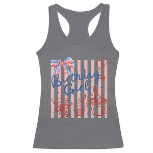 Patriotic Birthday Girl Racerback Tank Top Red White And Blue Party Graphic TS12 Charcoal Print Your Wear