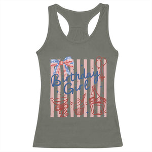 Patriotic Birthday Girl Racerback Tank Top Red White And Blue Party Graphic TS12 Military Green Print Your Wear