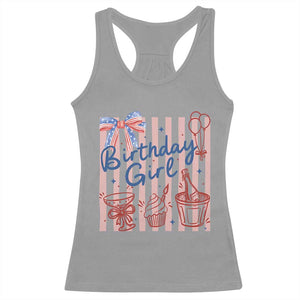 Patriotic Birthday Girl Racerback Tank Top Red White And Blue Party Graphic TS12 Sport Gray Print Your Wear