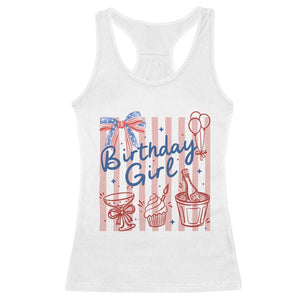 Patriotic Birthday Girl Racerback Tank Top Red White And Blue Party Graphic TS12 White Print Your Wear