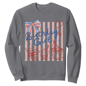 Patriotic Birthday Girl Sweatshirt Red White And Blue Party Graphic TS12 Charcoal Print Your Wear