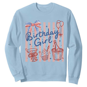 Patriotic Birthday Girl Sweatshirt Red White And Blue Party Graphic TS12 Light Blue Print Your Wear