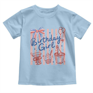 Patriotic Birthday Girl Toddler T Shirt Red White And Blue Party Graphic TS12 Light Blue Print Your Wear