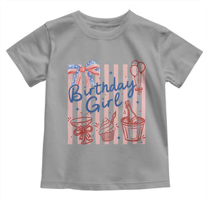 Patriotic Birthday Girl Toddler T Shirt Red White And Blue Party Graphic TS12 Sport Gray Print Your Wear