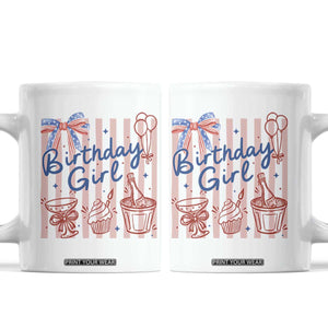 Patriotic Birthday Girl Coffee Mug Red White And Blue Party Graphic