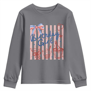 Patriotic Birthday Girl Youth Sweatshirt Red White And Blue Party Graphic TS12 Charcoal Print Your Wear