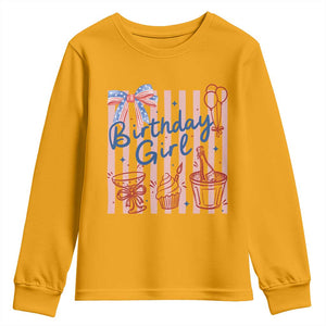 Patriotic Birthday Girl Youth Sweatshirt Red White And Blue Party Graphic TS12 Gold Print Your Wear