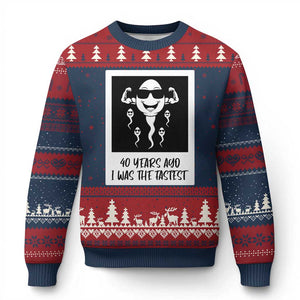 40 Years Ago I Was The Fastest Ugly Christmas Sweater Funny Forty Birthday Gift TS12 Navy Red Print Your Wear