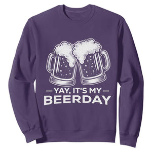 Yay Its My Beerday Sweatshirt Funny Birthday Party Gift For Beer Lovers TS12 Purple Print Your Wear