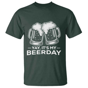 Yay Its My Beerday T Shirt Funny Birthday Party Gift For Beer Lovers TS12 Dark Forest Green Print Your Wear