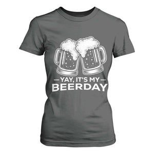 Yay Its My Beerday T Shirt For Women Funny Birthday Party Gift For Beer Lovers TS12 Dark Heather Print Your Wear